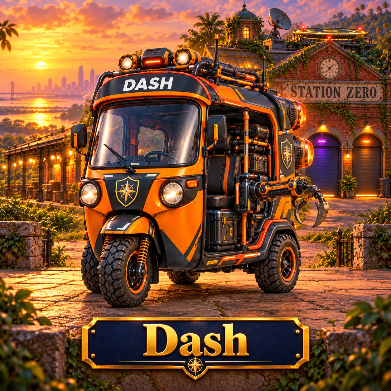 DASH, the Station Zero tuk tuk in the orange bay