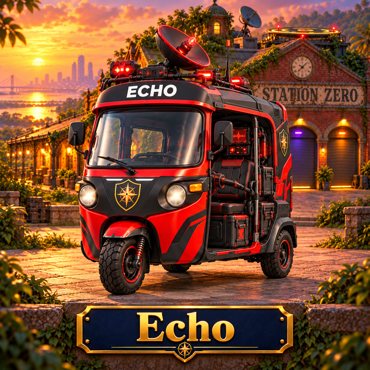 ECHO, the Station Zero tuk tuk in the red bay