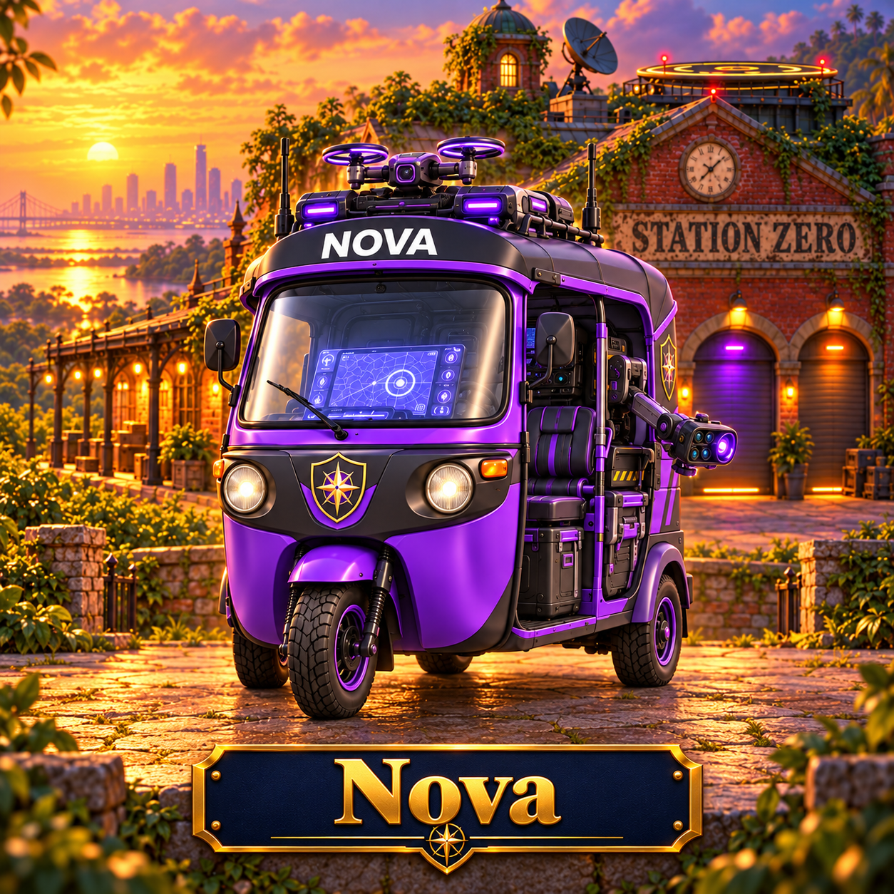 NOVA, the Station Zero tuk tuk in the purple bay
